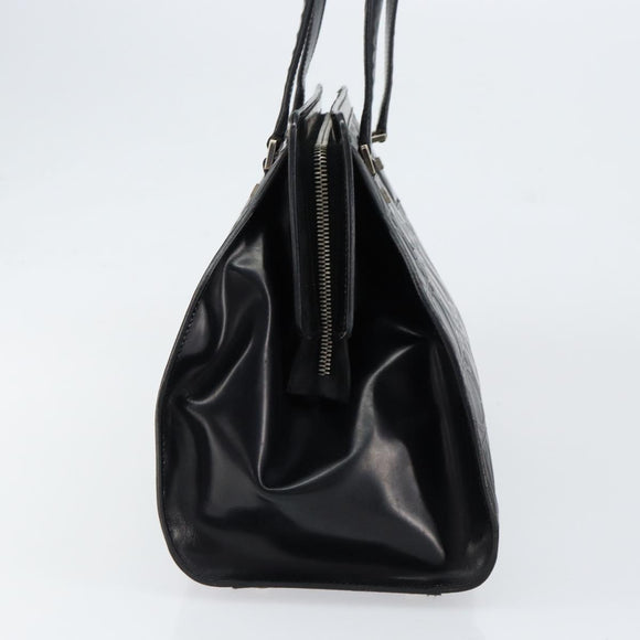 Salvatore Ferragamo Gancini Tote Bag Leather Black Silver Auth BA7983