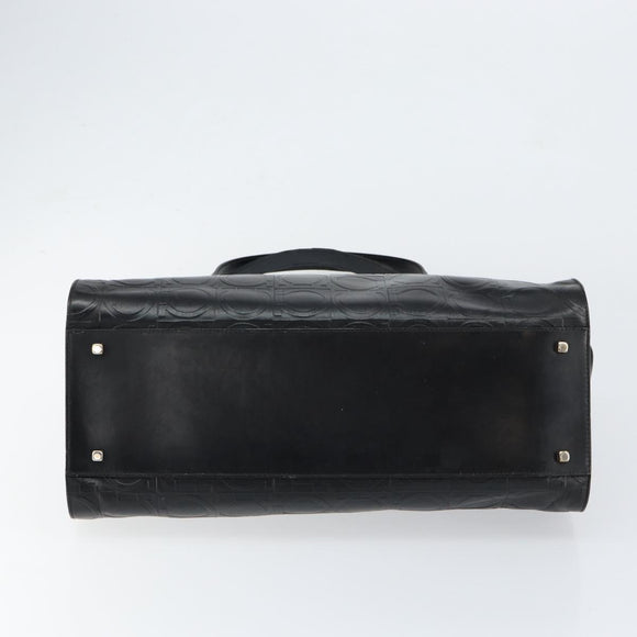 Salvatore Ferragamo Gancini Tote Bag Leather Black Silver Auth BA7983