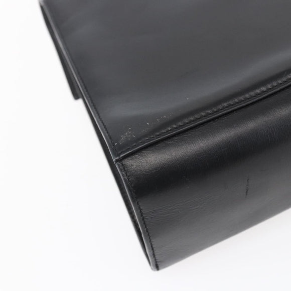 Salvatore Ferragamo Gancini Hand Bag Leather 2way Black Gold Auth BA7984
