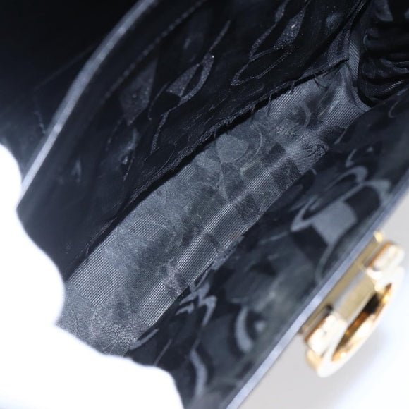 Salvatore Ferragamo Gancini Hand Bag Leather 2way Black Gold Auth BA7984