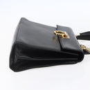 Salvatore Ferragamo Gancini Hand Bag Leather 2way Black Gold Auth BA7984-5