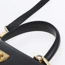 Salvatore Ferragamo Gancini Hand Bag Leather 2way Black Gold Auth BA7984-8
