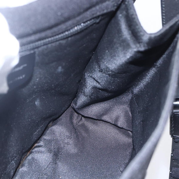 Salvatore Ferragamo Vala Shoulder Bag Canvas Black Silver Auth BA7986