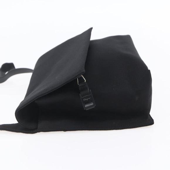 Salvatore Ferragamo Vala Shoulder Bag Canvas Black Silver Auth BA7986