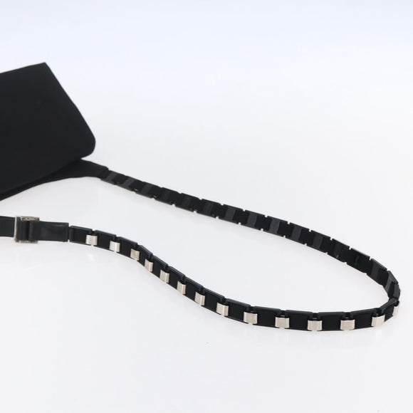 Salvatore Ferragamo Vala Shoulder Bag Canvas Black Silver Auth BA7986