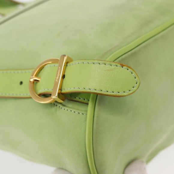 Salvatore Ferragamo Backpack Suede Green Gold Auth BA7987