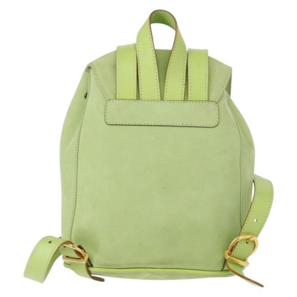 Salvatore Ferragamo Backpack Suede Green Gold Auth BA7987