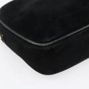 Salvatore Ferragamo Gancini Shoulder Bag Suede Black Gold Auth BA7988-16