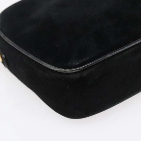 Salvatore Ferragamo Gancini Shoulder Bag Suede Black Gold Auth BA7988