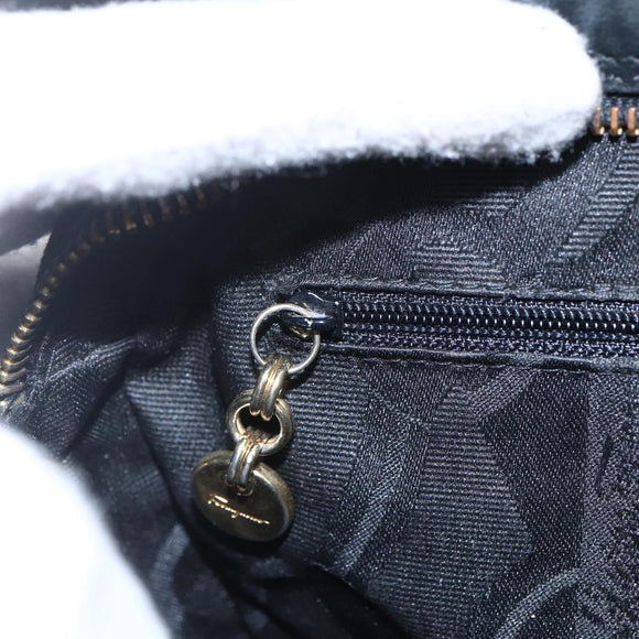 Salvatore Ferragamo Gancini Shoulder Bag Suede Black Gold Auth BA7988