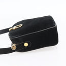 Salvatore Ferragamo Gancini Shoulder Bag Suede Black Gold Auth BA7988-3