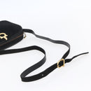 Salvatore Ferragamo Gancini Shoulder Bag Suede Black Gold Auth BA7988-7