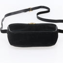 Salvatore Ferragamo Gancini Shoulder Bag Suede Black Gold Auth BA7988-5