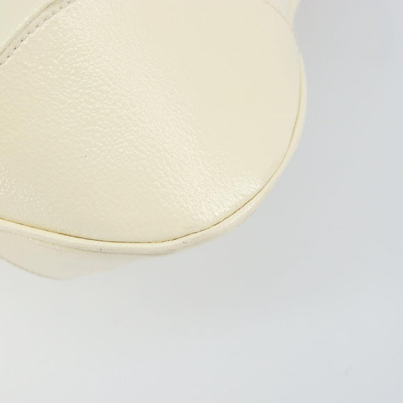 Salvatore Ferragamo Gancini Tote Bag Leather Silver White Auth BA7989