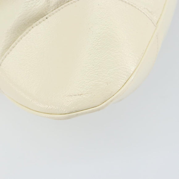 Salvatore Ferragamo Gancini Tote Bag Leather Silver White Auth BA7989