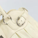 Salvatore Ferragamo Gancini Tote Bag Leather Silver White Auth BA7989-19