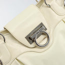 Salvatore Ferragamo Gancini Tote Bag Leather Silver White Auth BA7989-20