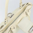 Salvatore Ferragamo Gancini Tote Bag Leather Silver White Auth BA7989-9