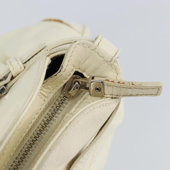 Salvatore Ferragamo Gancini Tote Bag Leather Silver White Auth BA7989