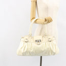 Salvatore Ferragamo Gancini Tote Bag Leather Silver White Auth BA7989-27