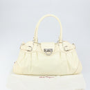 Salvatore Ferragamo Gancini Tote Bag Leather Silver White Auth BA7989-12
