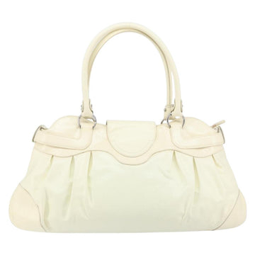 Salvatore Ferragamo Gancini Tote Bag Leather Silver White Auth BA7989 - 0