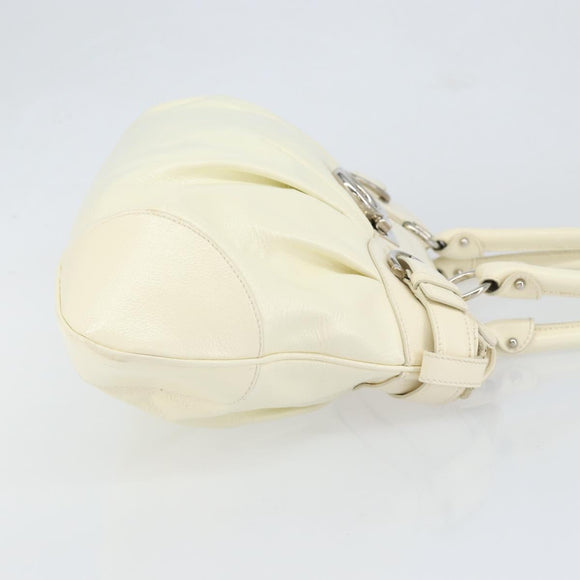 Salvatore Ferragamo Gancini Tote Bag Leather Silver White Auth BA7989