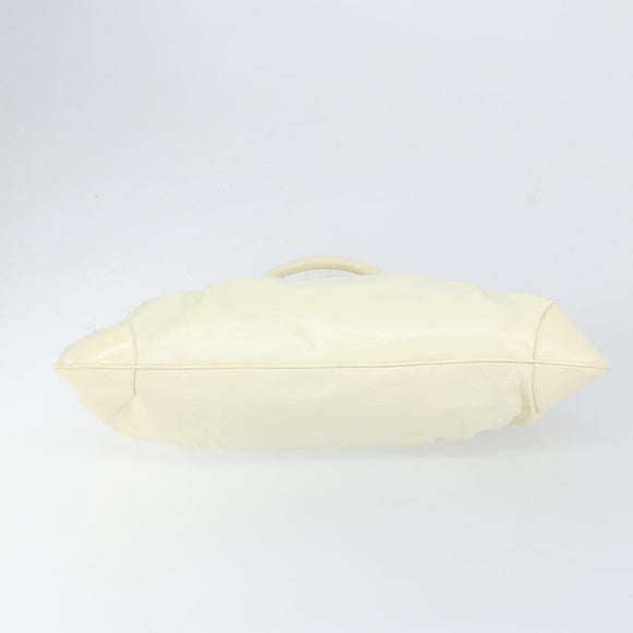 Salvatore Ferragamo Gancini Tote Bag Leather Silver White Auth BA7989