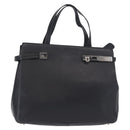 Salvatore Ferragamo Gancini Tote Bag Leather Navy Silver Auth BA7990-1