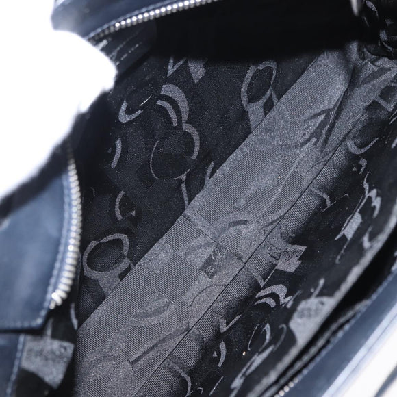 Salvatore Ferragamo Gancini Tote Bag Leather Navy Silver Auth BA7990