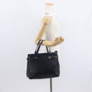 Salvatore Ferragamo Gancini Tote Bag Leather Navy Silver Auth BA7990-25