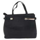 Salvatore Ferragamo Gancini Tote Bag Leather Navy Silver Auth BA7990-2