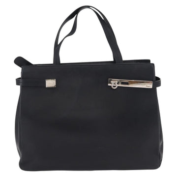 Salvatore Ferragamo Gancini Tote Bag Leather Navy Silver Auth BA7990 - 0