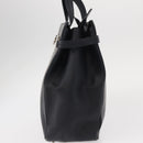 Salvatore Ferragamo Gancini Tote Bag Leather Navy Silver Auth BA7990-3