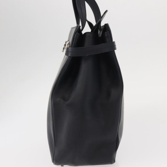 Salvatore Ferragamo Gancini Tote Bag Leather Navy Silver Auth BA7990