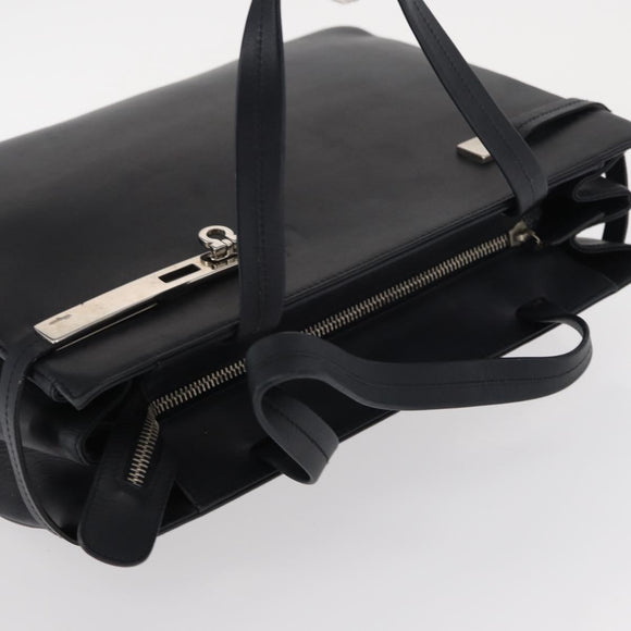 Salvatore Ferragamo Gancini Tote Bag Leather Navy Silver Auth BA7990