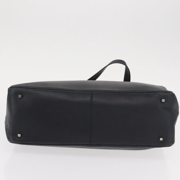 Salvatore Ferragamo Gancini Tote Bag Leather Navy Silver Auth BA7990