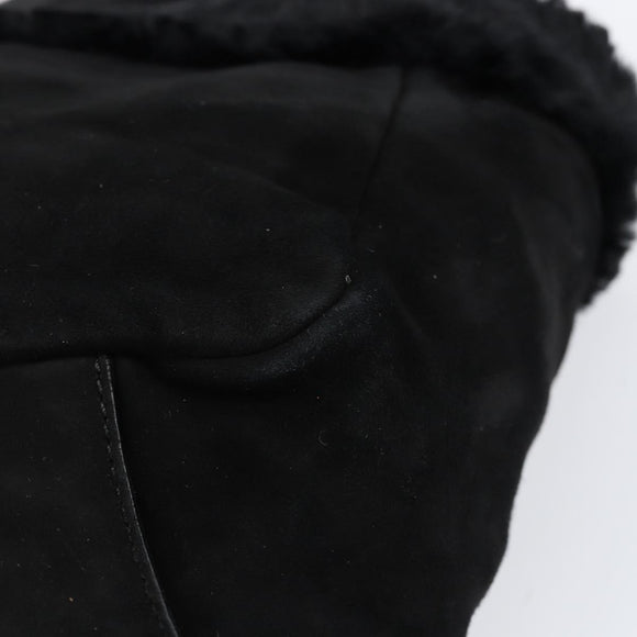 Salvatore Ferragamo Vala Hand Bag Suede Black Gold Auth BA7991