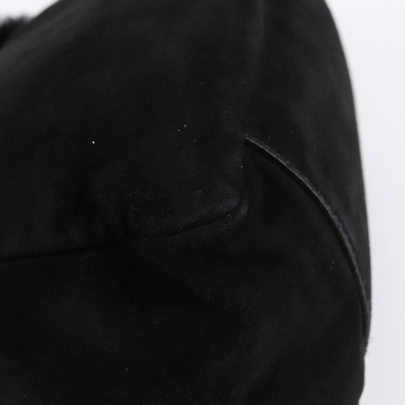 Salvatore Ferragamo Vala Hand Bag Suede Black Gold Auth BA7991