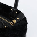 Salvatore Ferragamo Vala Hand Bag Suede Black Gold Auth BA7991-9