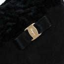 Salvatore Ferragamo Vala Hand Bag Suede Black Gold Auth BA7991-18