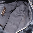 Salvatore Ferragamo Vala Hand Bag Suede Black Gold Auth BA7991-10