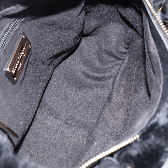 Salvatore Ferragamo Vala Hand Bag Suede Black Gold Auth BA7991