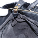 Salvatore Ferragamo Vala Hand Bag Suede Black Gold Auth BA7991-20