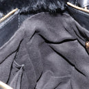 Salvatore Ferragamo Vala Hand Bag Suede Black Gold Auth BA7991-21