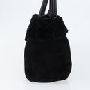 Salvatore Ferragamo Vala Hand Bag Suede Black Gold Auth BA7991-3