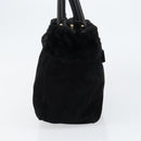 Salvatore Ferragamo Vala Hand Bag Suede Black Gold Auth BA7991-4