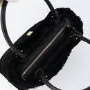 Salvatore Ferragamo Vala Hand Bag Suede Black Gold Auth BA7991-6