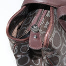 Salvatore Ferragamo Gancini Shoulder Bag Leather Brown Silver Auth BA7992-18