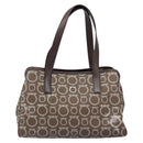 Salvatore Ferragamo Gancini Shoulder Bag Leather Brown Silver Auth BA7992-13